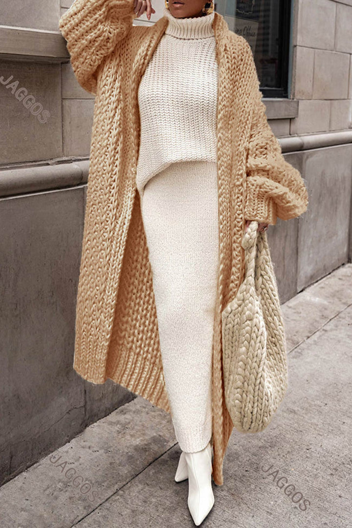 Women's long knitted cardigan